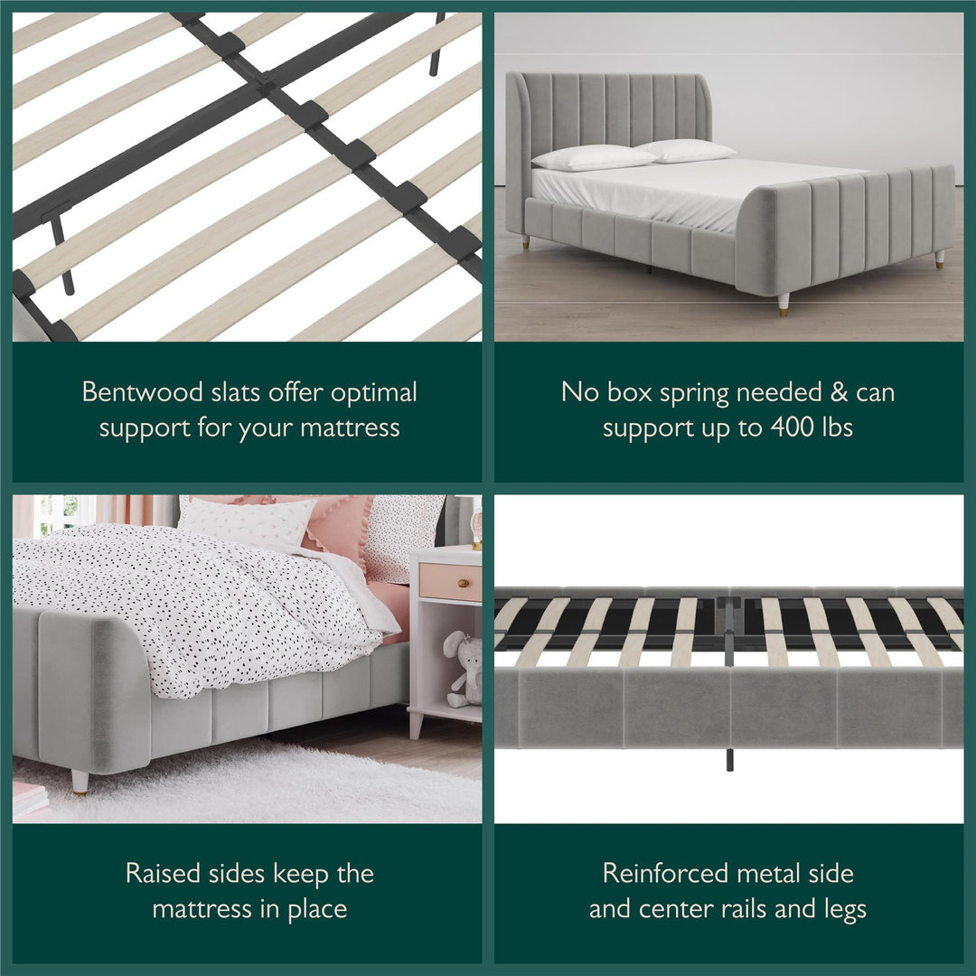 Valentina Upholstered Bed with Channel Tufting - Gray - Full