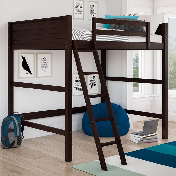 Denver Wooden Kids Loft Bed with Storage Space - Espresso