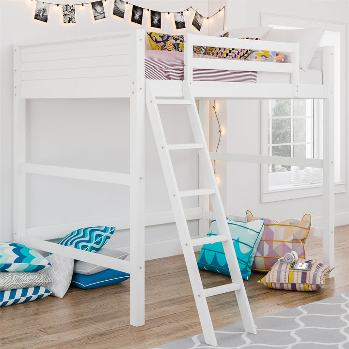 Denver Wooden Kids Loft Bed with Storage Space - White
