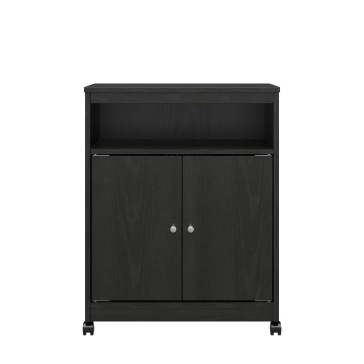 Landry 2 Door Utility Microwave Cart with Shelves - Black Oak