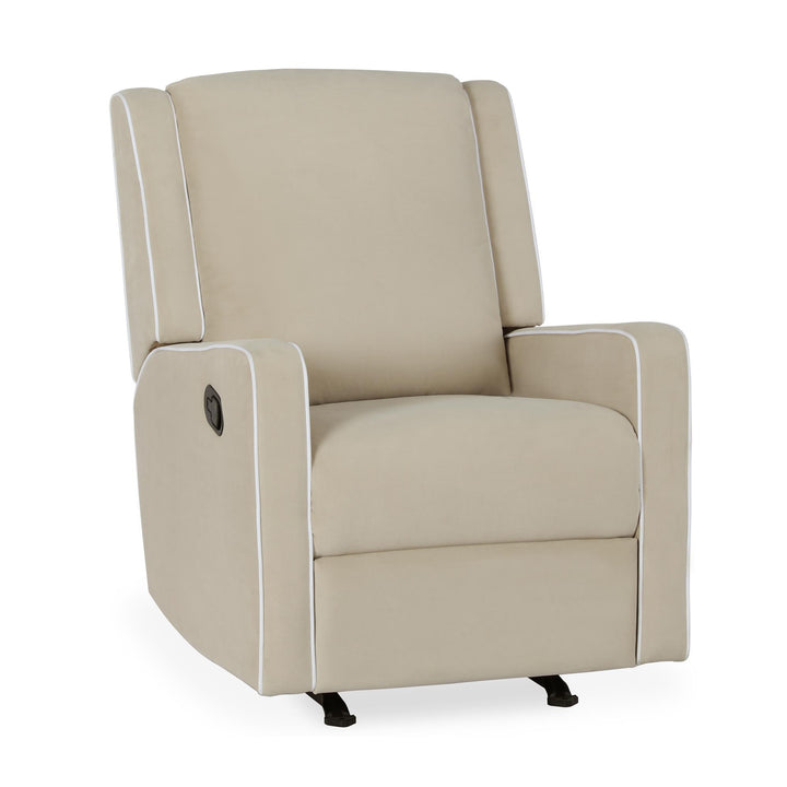 Robyn White Trim Detail Upholstered Rocker Recliner Chair -  Beige