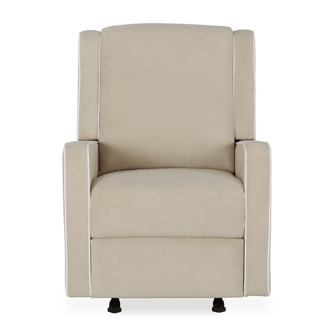 White Trim Detail Upholstered Recliner Chair Rocker Robyn -  Beige