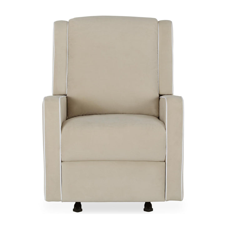 Robyn Upholstered Rocker Recliner Chair with White Trim Detail - Beige