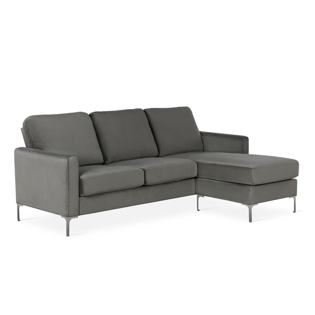 Chapman Reversible Sectional Sofa with Chrome Legs - Gray