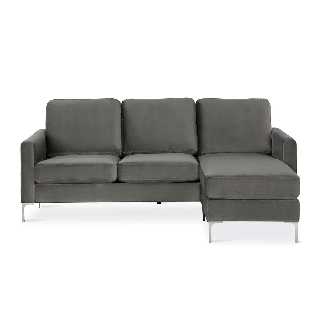 Chapman Reversible Sectional Sofa with Chrome Legs - Gray