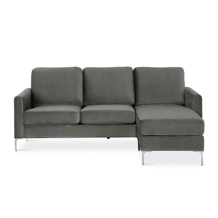 Chapman Reversible Sectional Sofa with Chrome Legs - Gray