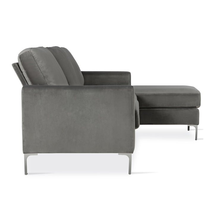Chapman Reversible Sectional Sofa with Chrome Legs - Gray