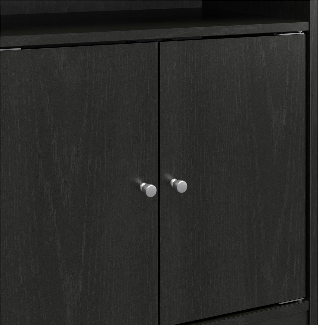 Landry 2 Door Utility Microwave Cart with Shelves - Black Oak