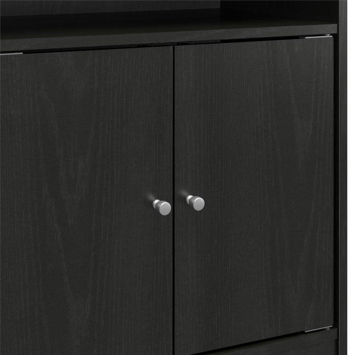 Landry 2 Door Utility Microwave Cart with Shelves - Black Oak