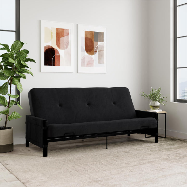 Fairview Storage Futon with 6 Inch Thermobonded High Density Polyester Fill Futon Mattress - Charcoal