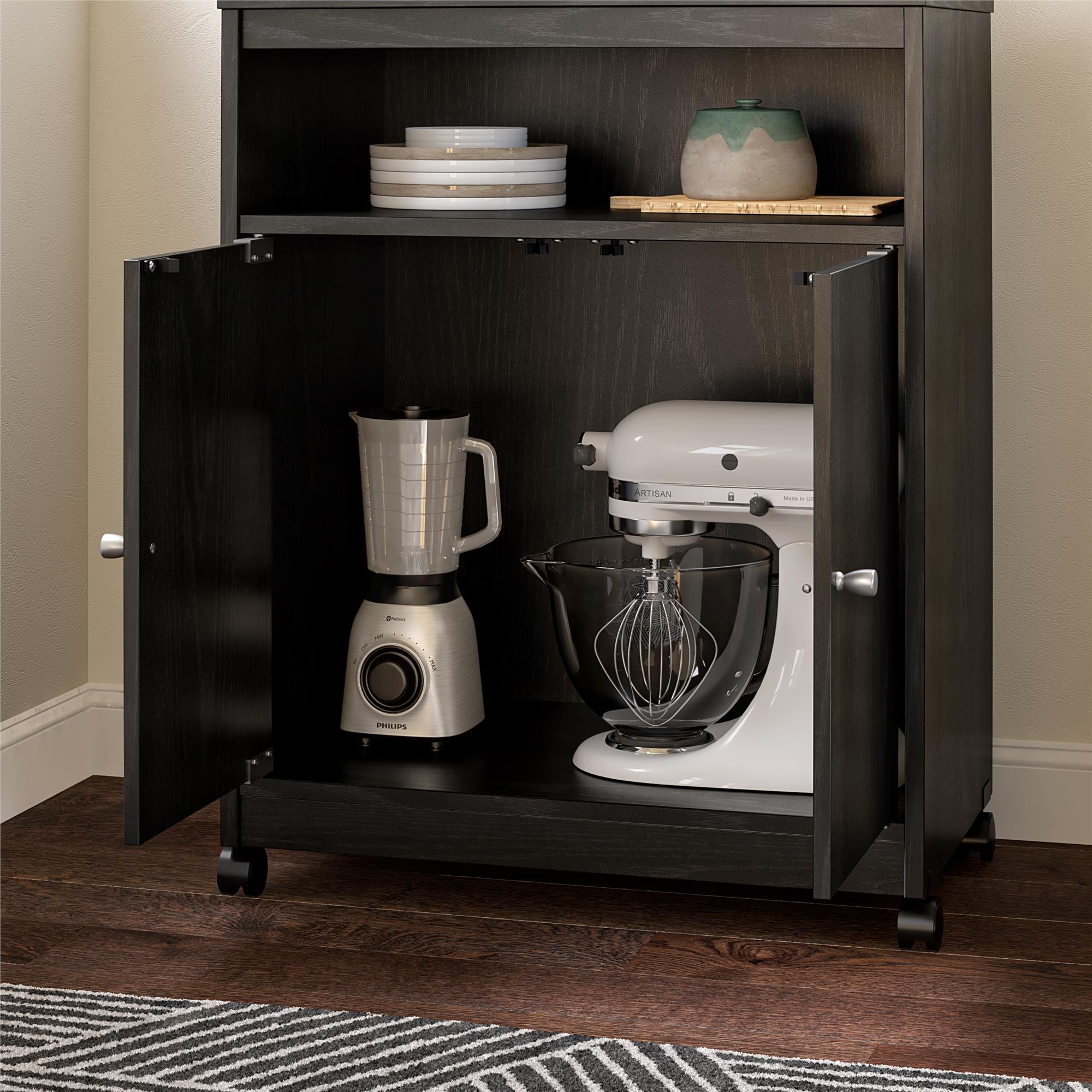 Landry 2 Door Utility Microwave Cart with Shelves RealRooms