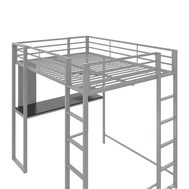 Abode Metal Loft Bed with Built in Desk and Storage Space - Silver - Full
