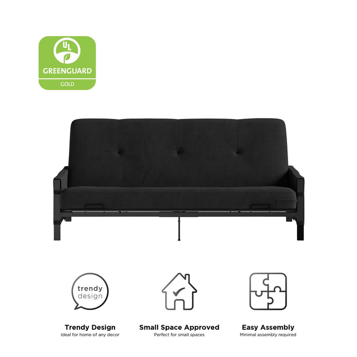 Fairview Storage Futon with 6 Inch Thermobonded High Density Polyester Fill Futon Mattress - Charcoal