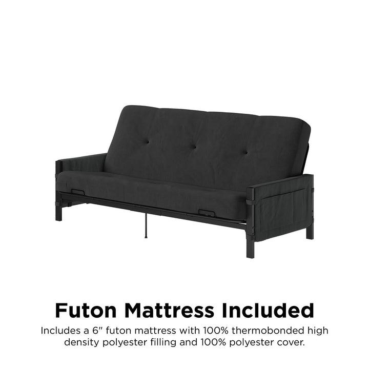 Fairview Storage Futon with 6 Inch Thermobonded High Density Polyester Fill Futon Mattress - Charcoal