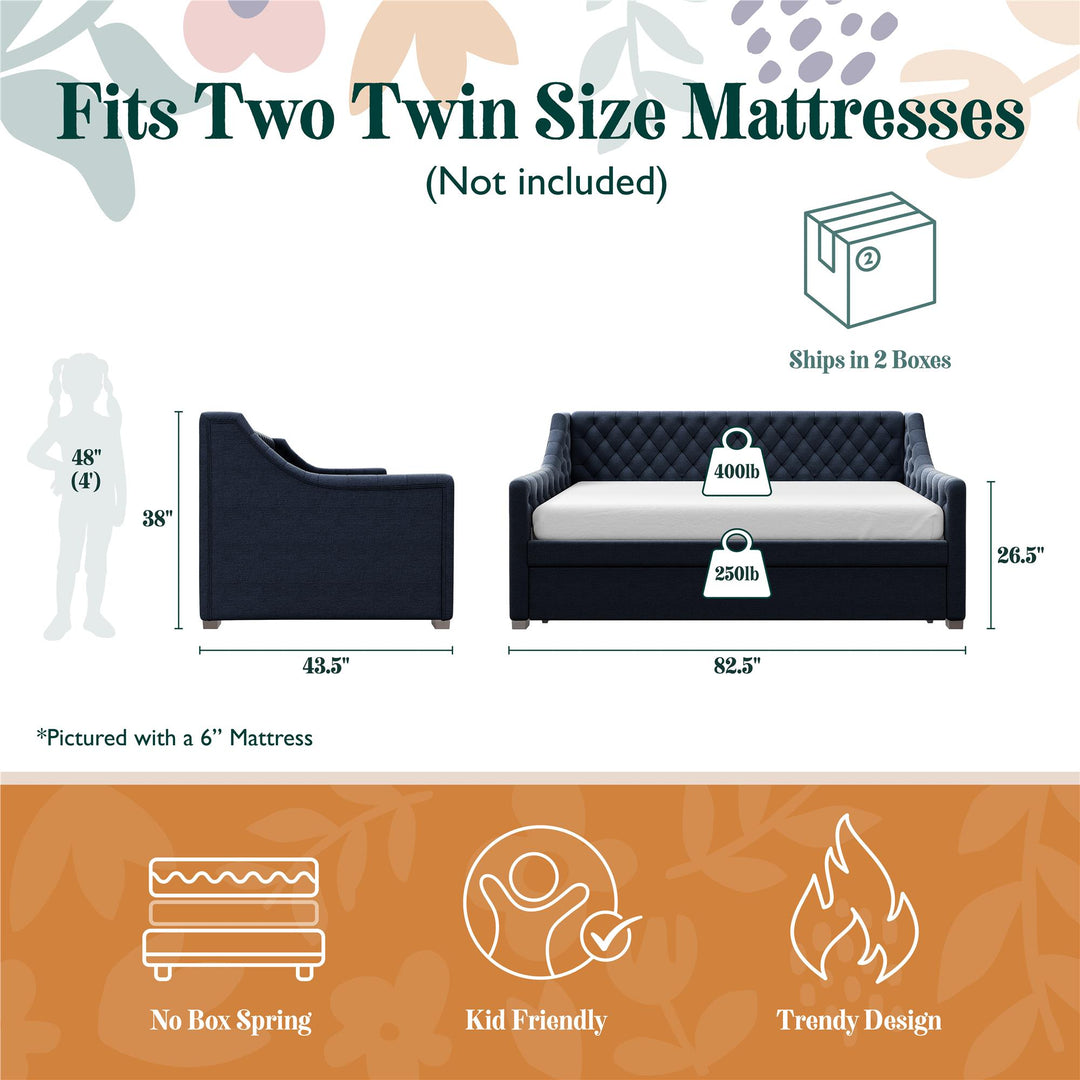 Monarch Hill Ambrosia Upholstered Daybed and Trundle Set - Blue - Twin