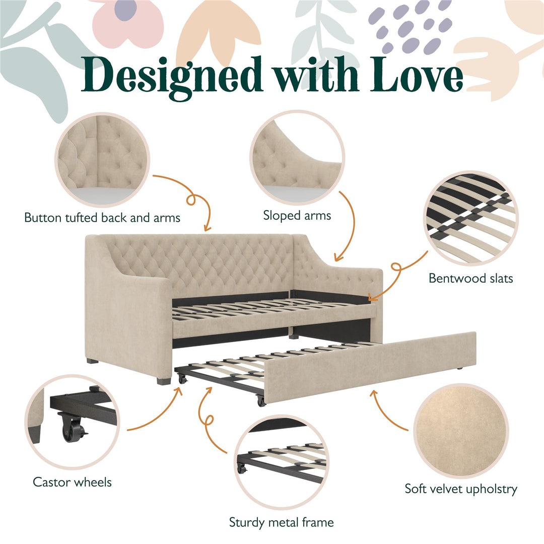 Monarch Hill Ambrosia Upholstered Daybed and Trundle Set - Bone Ivory - Twin