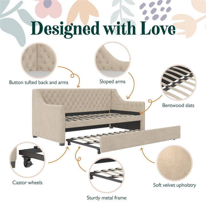 Monarch Hill Ambrosia Upholstered Daybed and Trundle Set - Bone Ivory - Twin