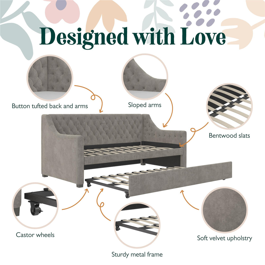 Monarch Hill Ambrosia Upholstered Daybed and Trundle Set - Light Gray - Twin