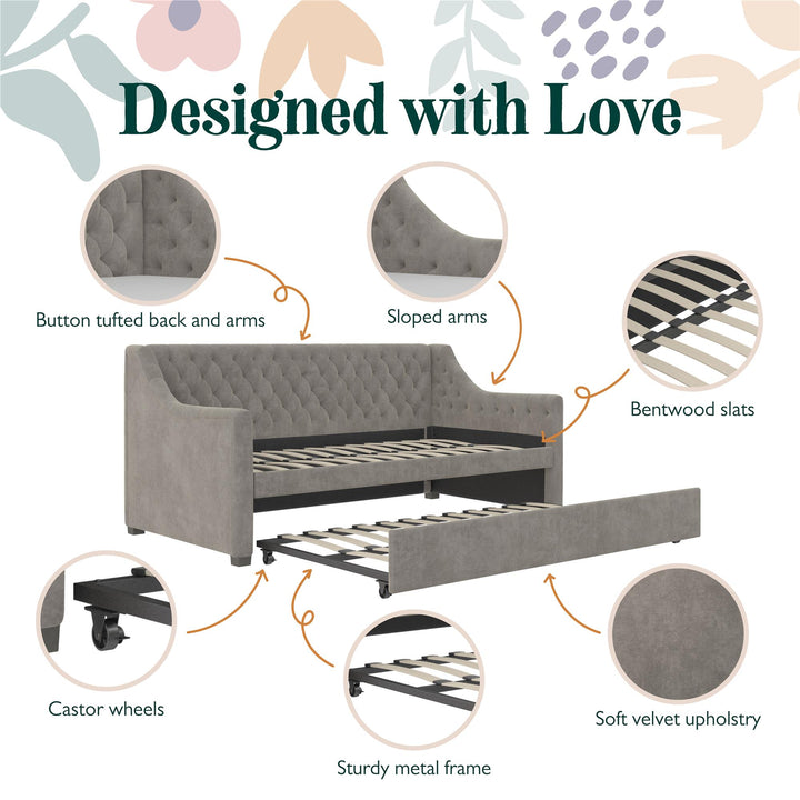 Monarch Hill Ambrosia Upholstered Daybed and Trundle Set - Light Gray - Twin