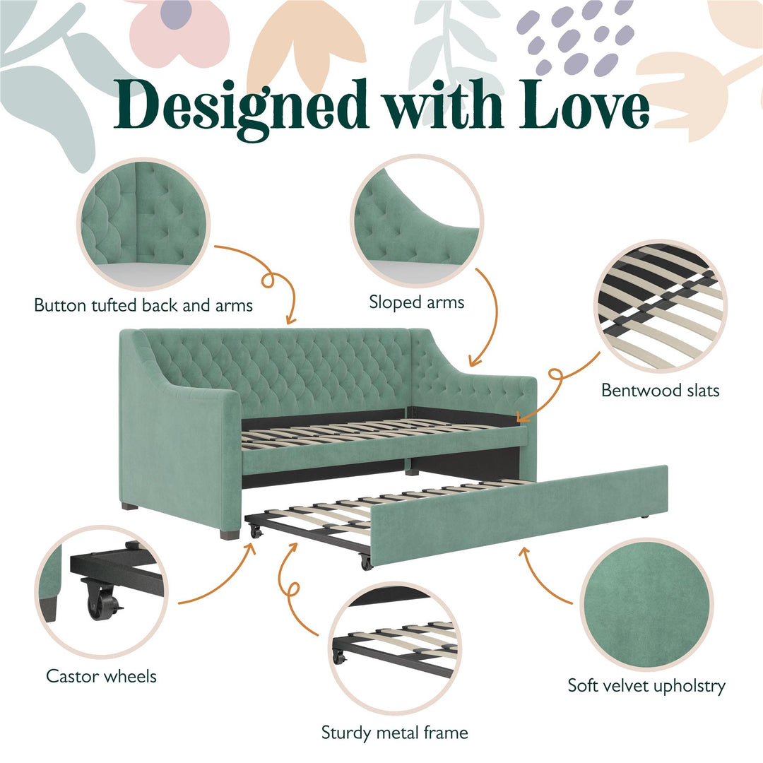 Monarch Hill Ambrosia Upholstered Daybed and Trundle Set - Teal - Twin
