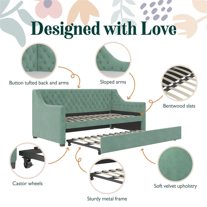 Monarch Hill Ambrosia Upholstered Daybed and Trundle Set - Teal - Twin