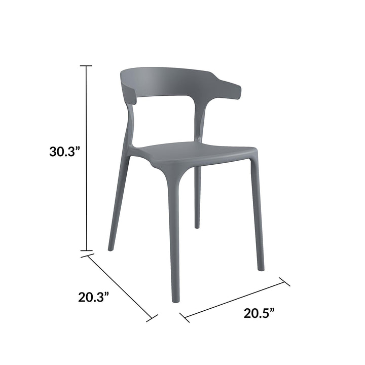 Felix Stacking Dining Chairs, Indoor/Outdoor, 4-Pack - Charcoal - 4-Pack