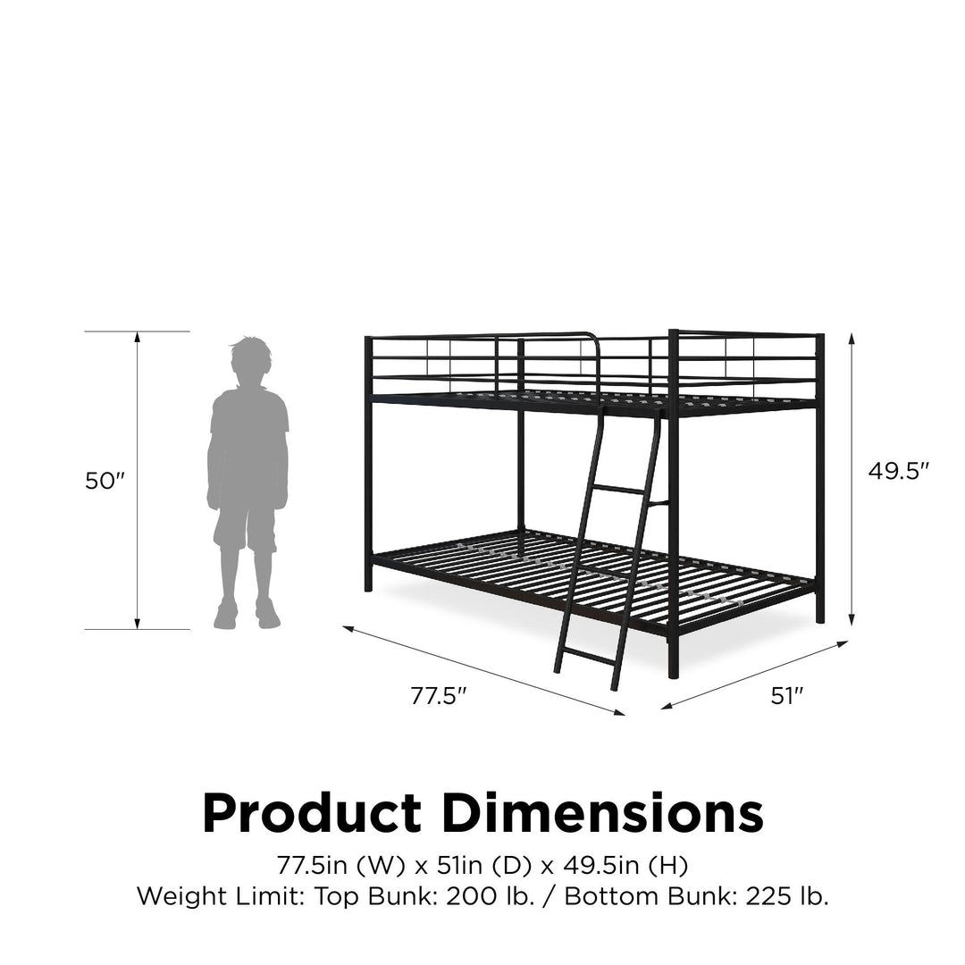 twin over twin bunk beds metal - Black - Twin-Over-Twin