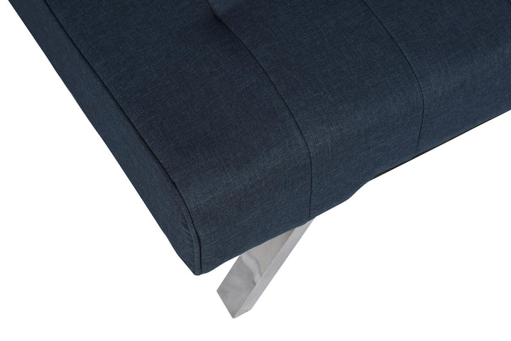 Emily Split-Back Upholstered 2 Seat Convertible Futon - Navy Linen