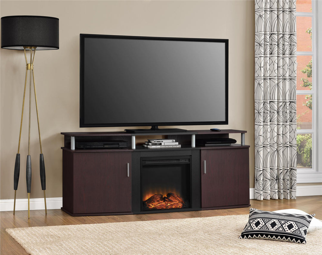 Carson Electric Fireplace TV Console for TVs up to 70 Inch - Cherry