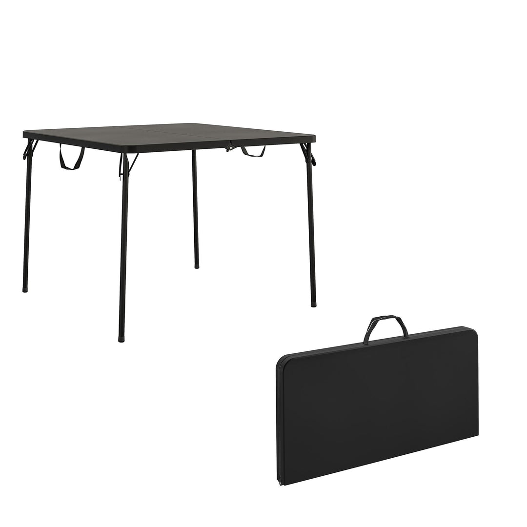 38.5 Inch Indoor and Outdoor Fold-in-Half Card Table with Handle - Black - 1-Pack