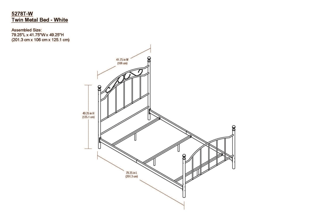 Nalani Traditional Metal Bed Frame with Headboard and Footboard - White