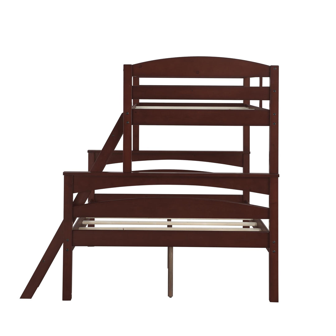 Brady Twin over Full Wooden Bunk Bed Frame with Ladder - Espresso