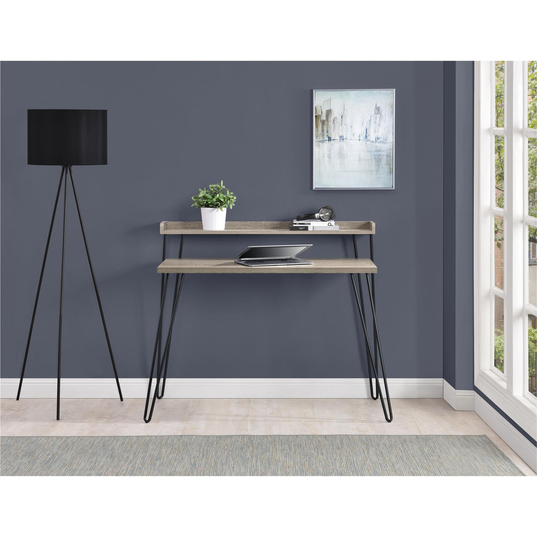 Haven Retro Desk with Riser - Distressed Gray Oak