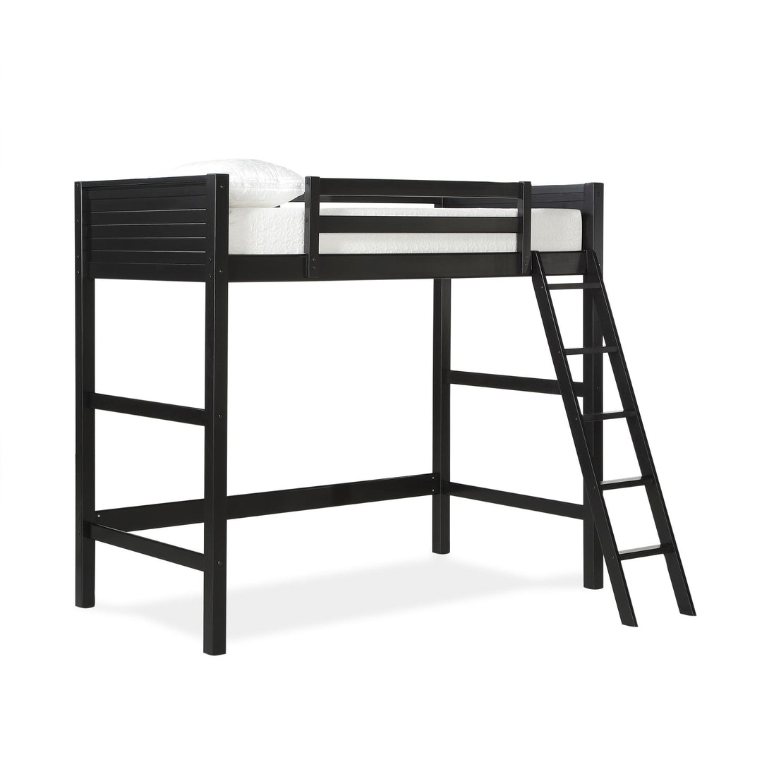 Your Zone Kiarah Twin Loft Bed with Ladder, Black - Black
