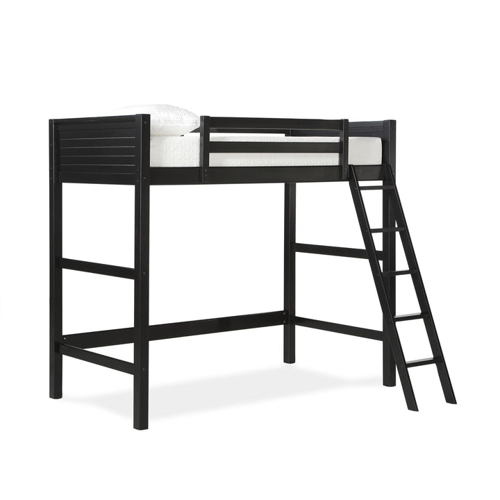 Your Zone Kiarah Twin Loft Bed with Ladder, Black - Black