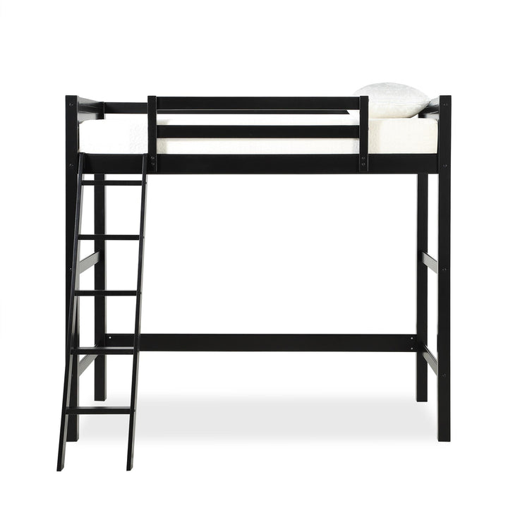 Your Zone Kiarah Twin Loft Bed with Ladder, Black - Black