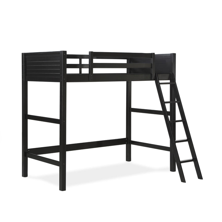 Your Zone Kiarah Twin Loft Bed with Ladder, Black - Black