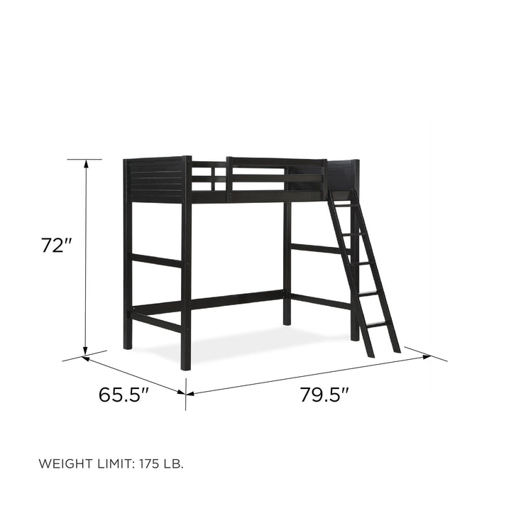 Your Zone Kiarah Twin Loft Bed with Ladder, Black - Black