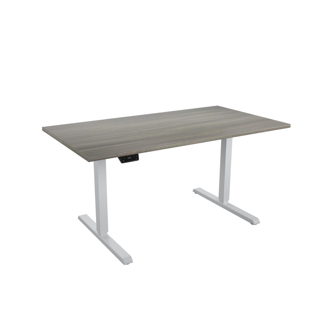 Ergonomic 60" Pro-Desk with LED height adjustments -  Gray (Wood Grain) - 5’ Straight