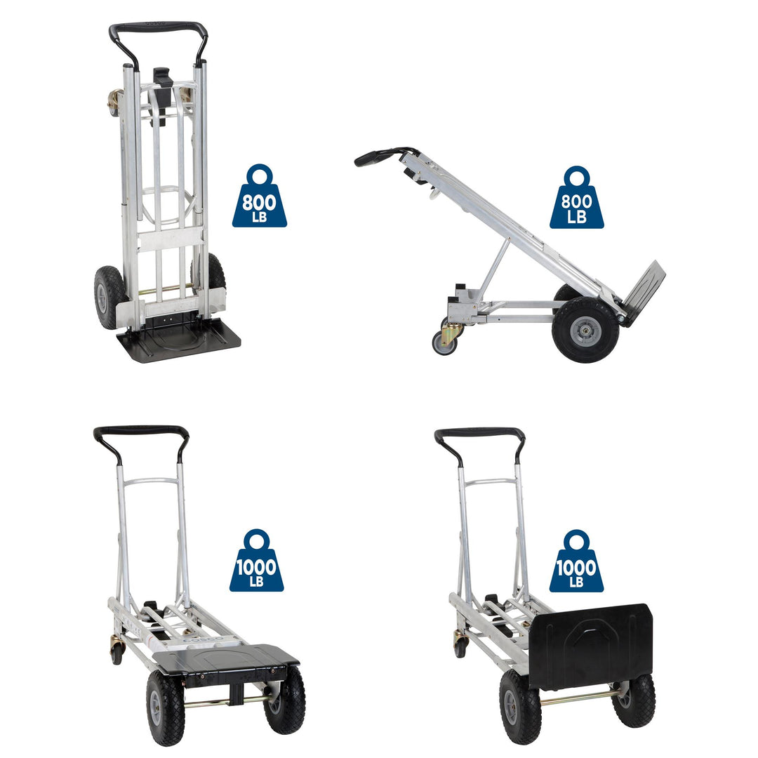 4 in 1 Steel Folding Hand Truck with Flat-Free Wheels - Black - 1-Pack