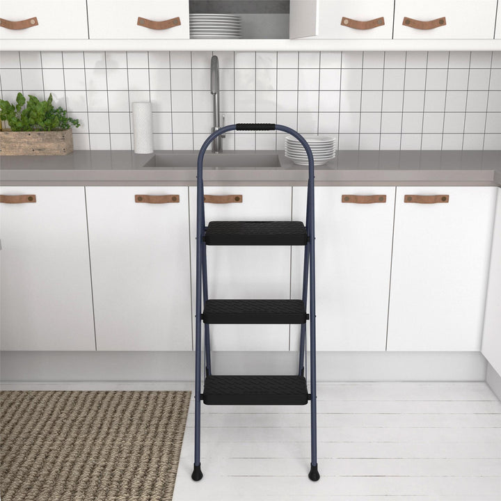 Multi-Step Folding Step Stool with 225 lb Weight Capacity - Navy - 3 Step 