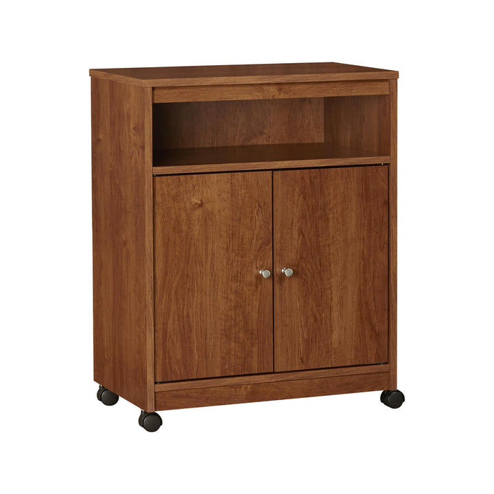 Landry 2 Door Utility Microwave Cart with Shelves - Bank Alder
