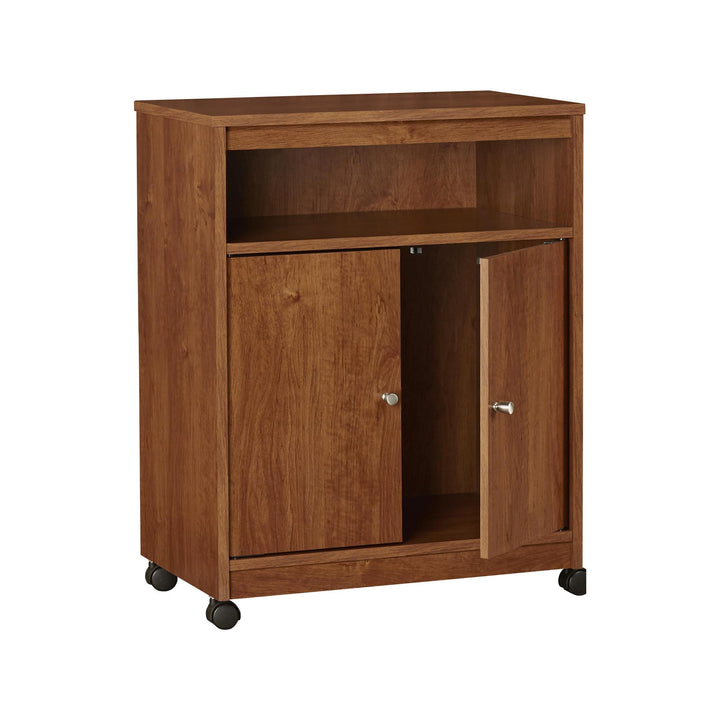Landry 2 Door Utility Microwave Cart with Shelves - Bank Alder