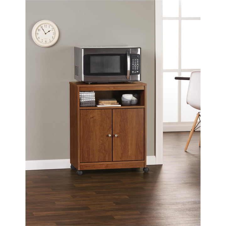 Landry 2 Door Utility Microwave Cart with Shelves - Bank Alder