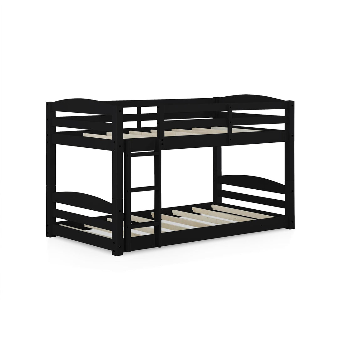 Sierra Twin over Twin Wood Bunk Bed, Converts into 2 Twin Beds - Black - Twin-Over-Twin