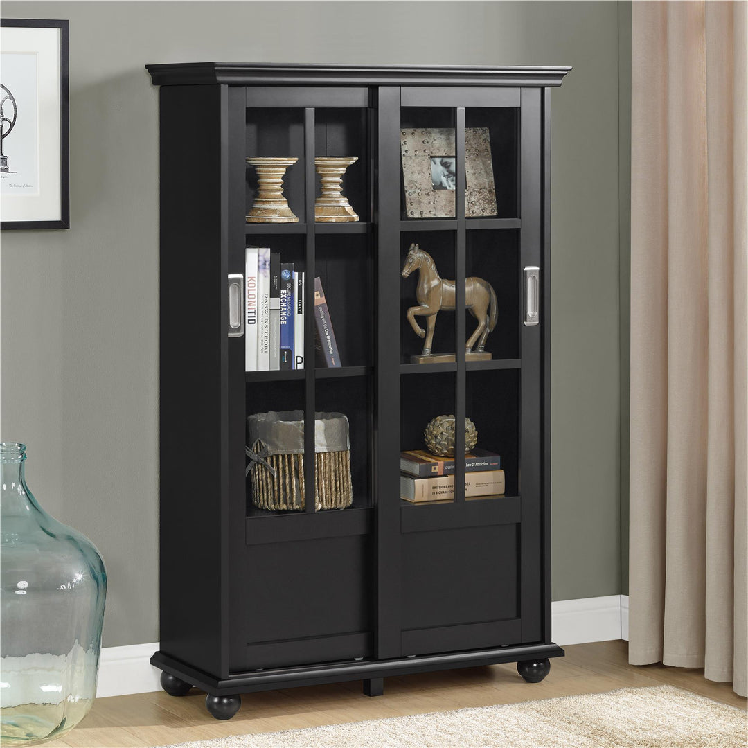 Stylish and organized living with Aaron Lane tall bookcase -  Black