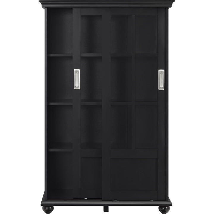 Aaron Lane Tall Bookcase with 2 Sliding Glass Doors - Black