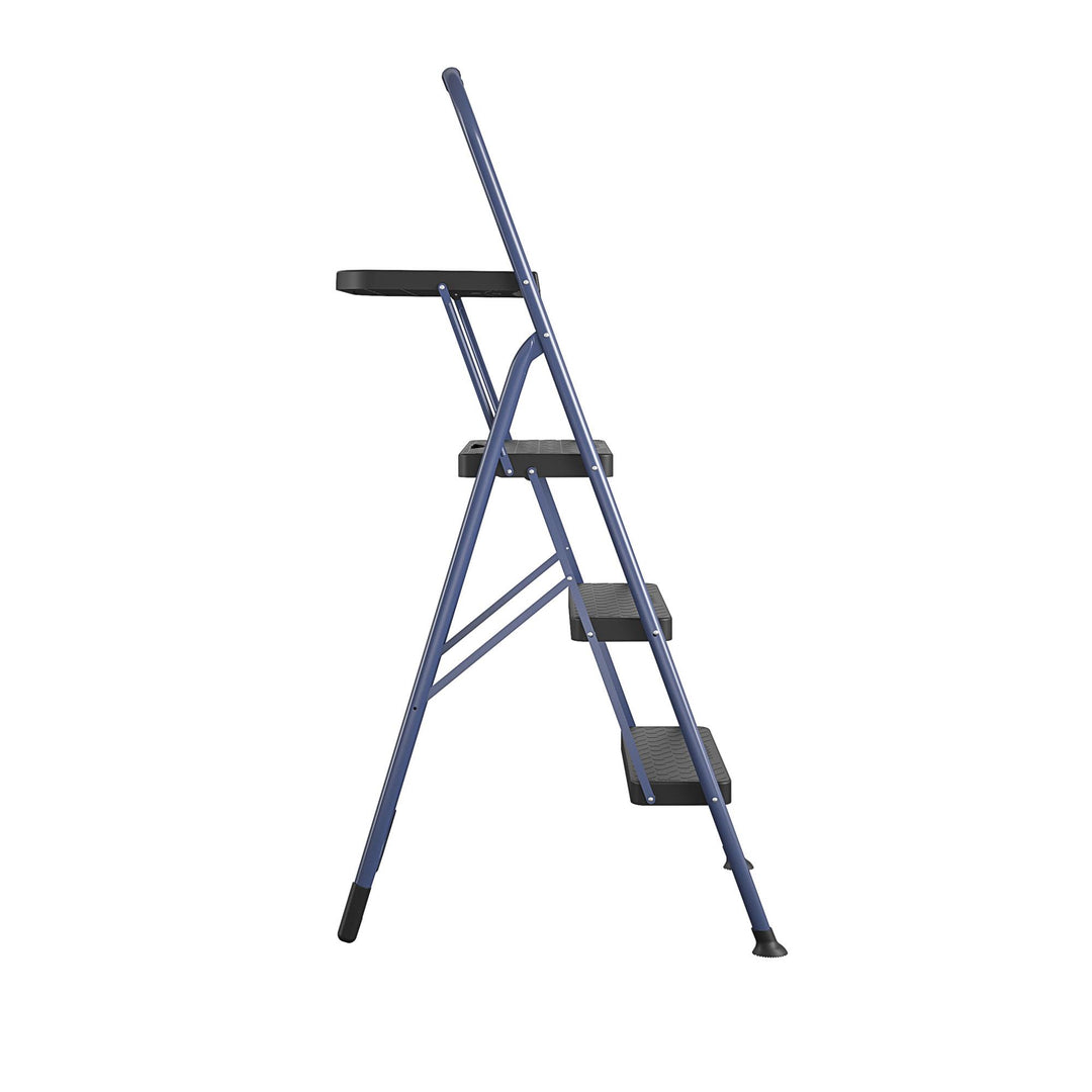 Multi-Step Folding Step Stool with 225 lb Weight Capacity - Navy - 3 Step with Tray