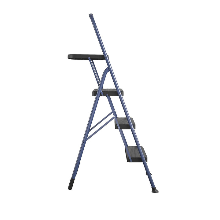 Multi-Step Folding Step Stool with 225 lb Weight Capacity - Navy - 3 Step with Tray