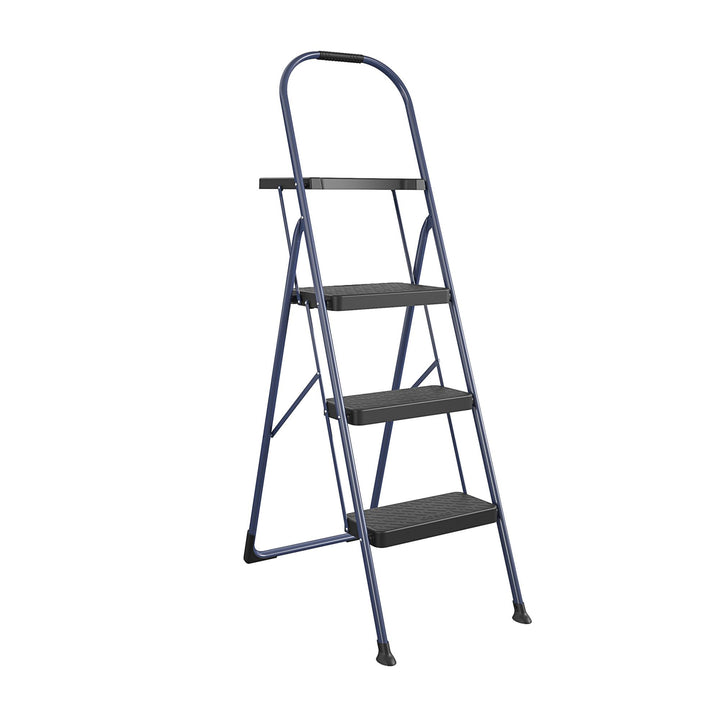 Multi-Step Folding Step Stool with 225 lb Weight Capacity - Navy - 3 Step with Tray